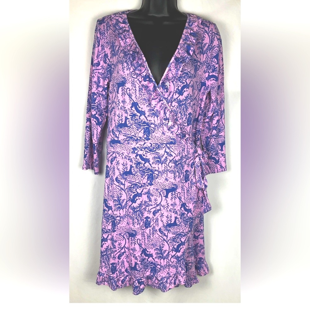 Lily Pink and Blue Floral Wrap Dress